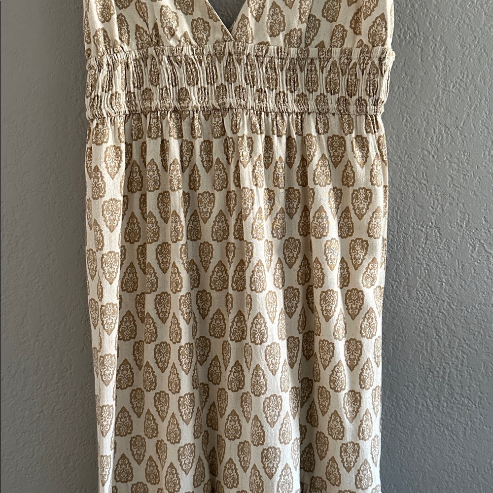 Sim & Sam Women’s Cream and Tan Linen Blend Maxi Dress in Medium NWT - Picture 4 of 7